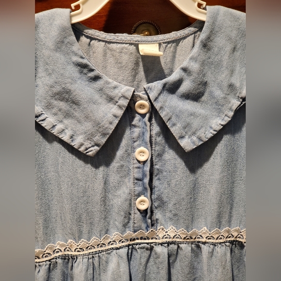 TWO ITEMS! Bundle Girls' Blue Tiered Short Sleeved Dress/Tunic Top & Navy Shirt! - Picture 3 of 8